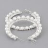 Pearl-Lined Rhinestone Hoop Earrings