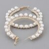 Pearl-Lined Rhinestone Hoop Earrings