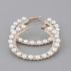 Pearl-Lined Rhinestone Hoop Earrings
