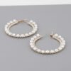 Pearl-Lined Rhinestone Hoop Earrings