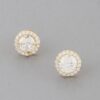 Round Jeweled Stud Earrings – Polished Setting