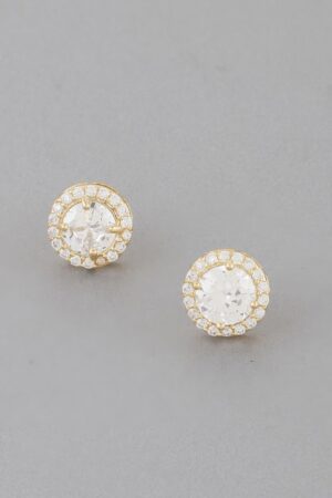 Round Jeweled Stud Earrings – Polished Setting