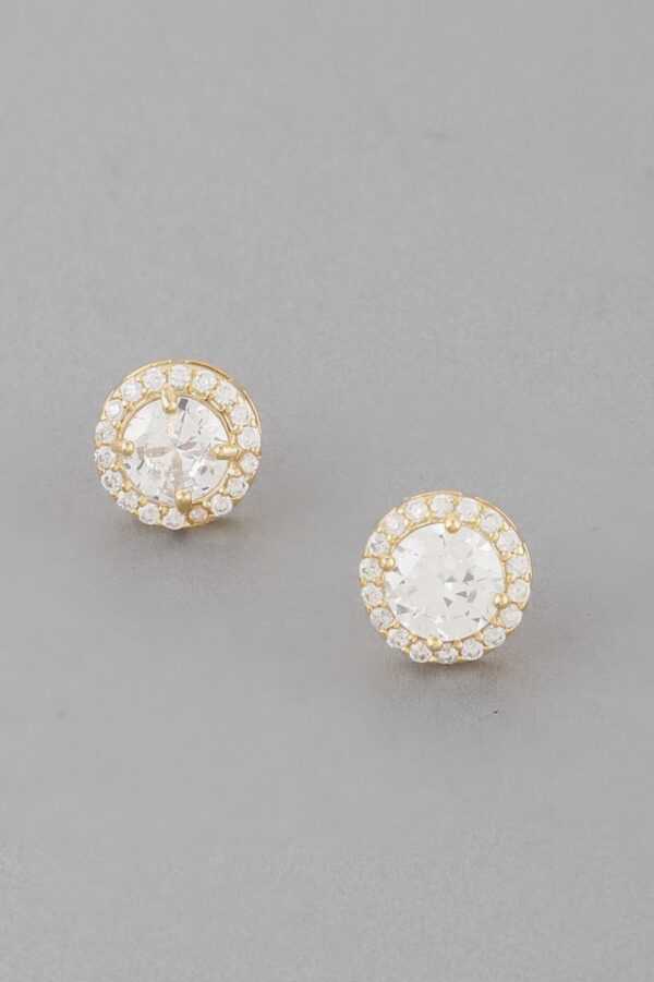 Round Jeweled Stud Earrings – Polished Setting