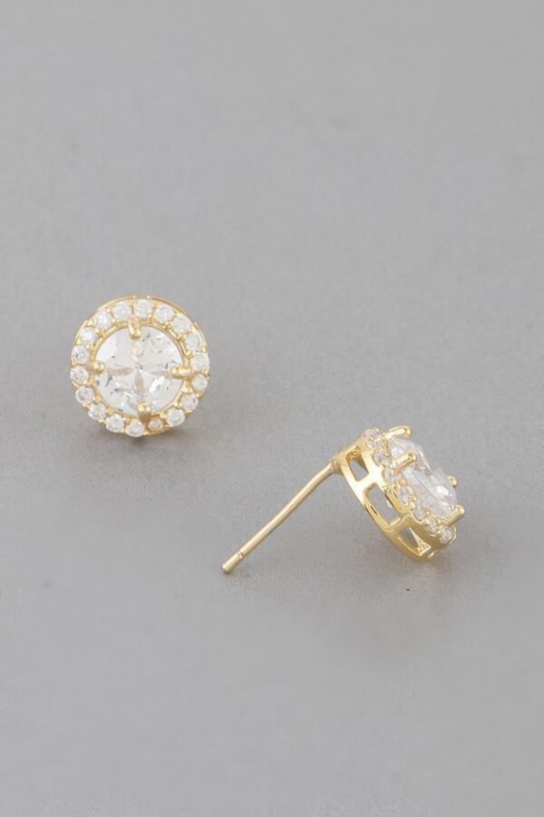 Round Jeweled Stud Earrings – Polished Setting