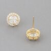 Round Jeweled Stud Earrings – Polished Setting