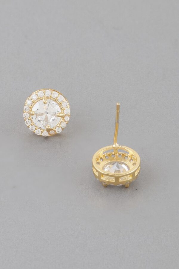 Round Jeweled Stud Earrings – Polished Setting