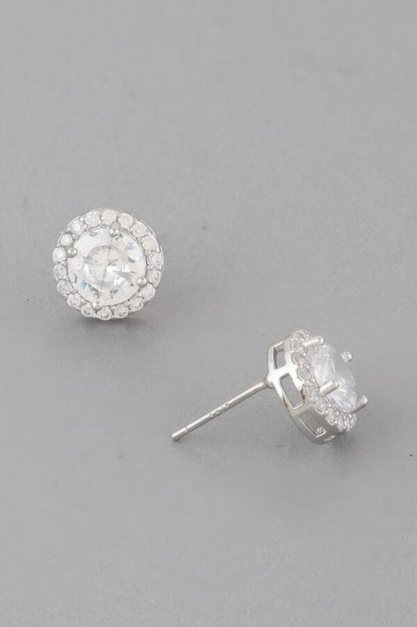 Round Jeweled Stud Earrings – Polished Setting