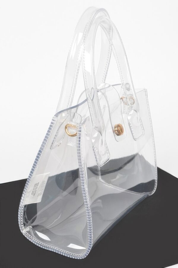 Clear PVC Crossbody Bag with Mixed Metal Accents