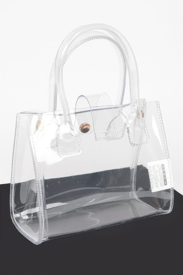 Clear PVC Crossbody Bag with Mixed Metal Accents