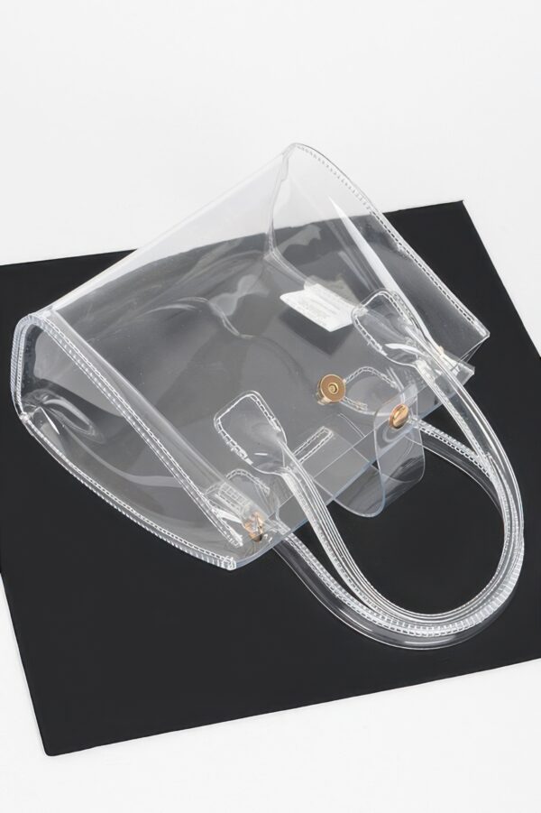 Clear PVC Crossbody Bag with Mixed Metal Accents
