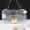 Clear PVC Top-Handle Mini Bag with Mixed Metal Accents