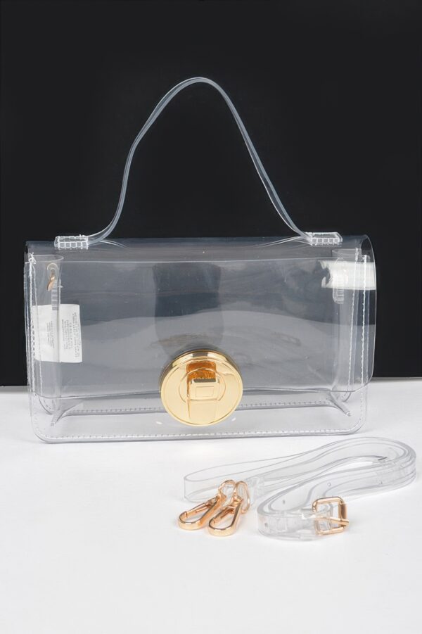 Clear PVC Top-Handle Mini Bag with Mixed Metal Accents