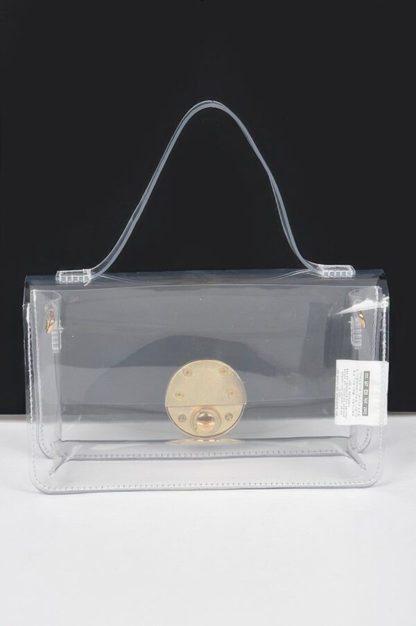 Clear PVC Top-Handle Mini Bag with Mixed Metal Accents