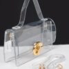 Clear PVC Top-Handle Mini Bag with Mixed Metal Accents