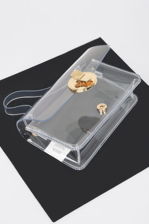Clear PVC Top-Handle Mini Bag with Mixed Metal Accents