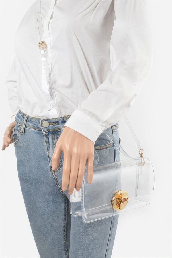 Clear PVC Top-Handle Mini Bag with Mixed Metal Accents