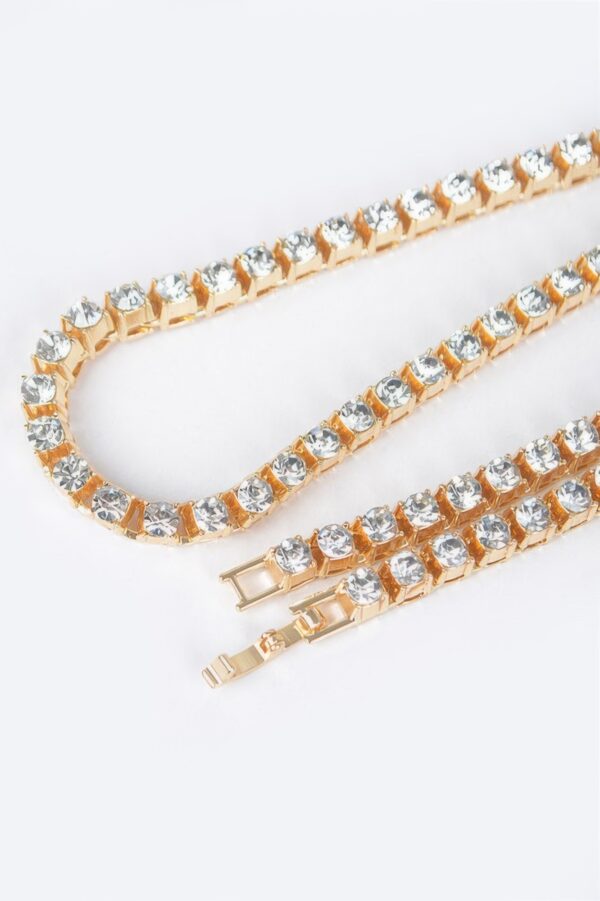 Rhinestone Layered Chain Necklace – 60cm
