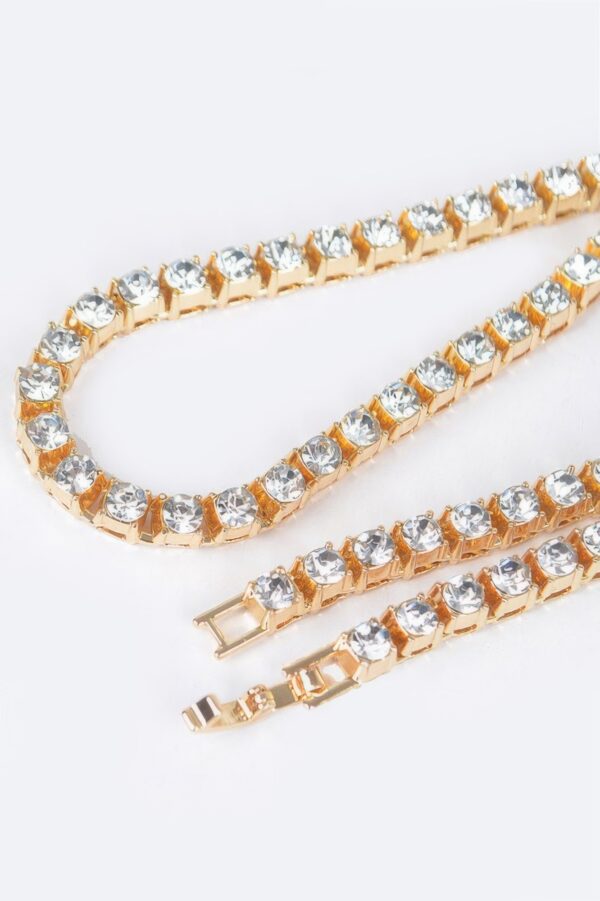 Rhinestone Layered Chain Necklace 45cm – Polished Shine