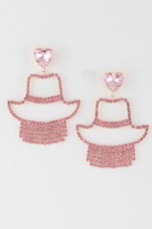 Rhinestone Heart Drop Earrings – Girl Silhouette