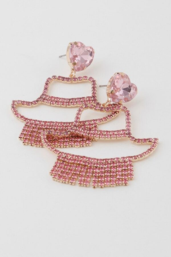 Rhinestone Heart Drop Earrings – Girl Silhouette