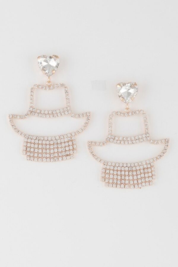 Rhinestone Heart Drop Earrings – Girl Silhouette