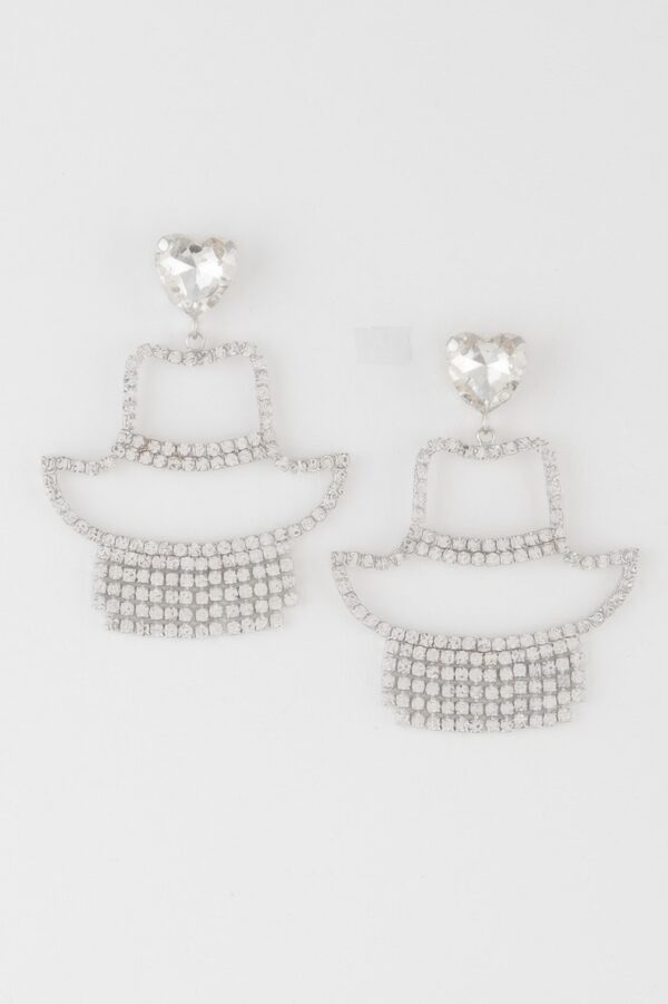 Rhinestone Heart Drop Earrings – Girl Silhouette