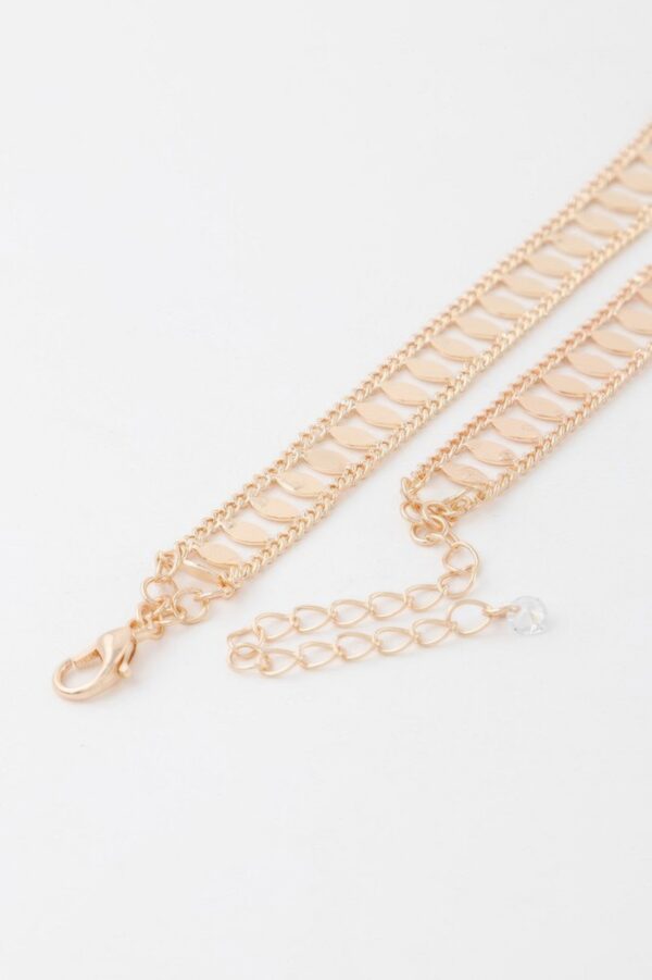 Leaf-Accent Choker Necklace – 14-inch Polished Chain