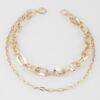 Double-Link Layered Chain Necklace – 14in Short Length