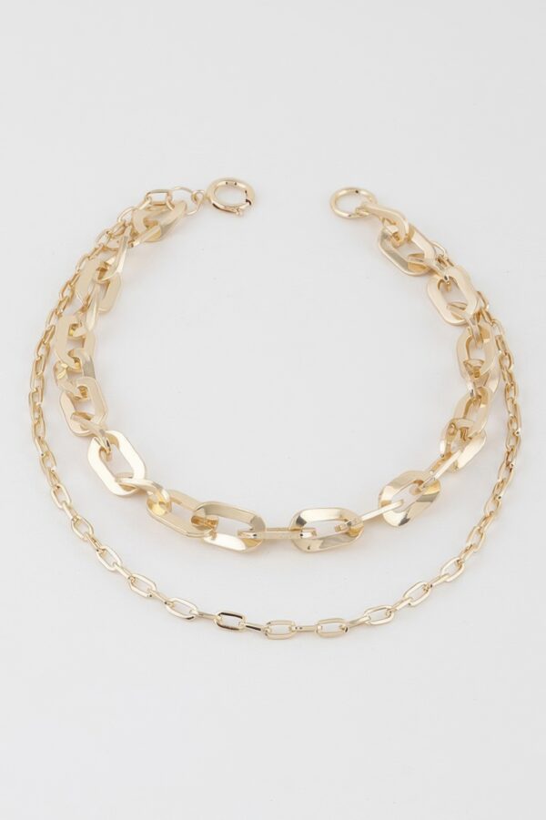 Double-Link Layered Chain Necklace – 14in Short Length