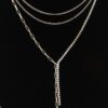 Multi Rhinestone Layered Chain Necklace – 18-Inch