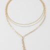 Multi Rhinestone Layered Chain Necklace – 18-Inch