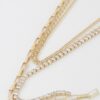 Multi Rhinestone Layered Chain Necklace – 18-Inch