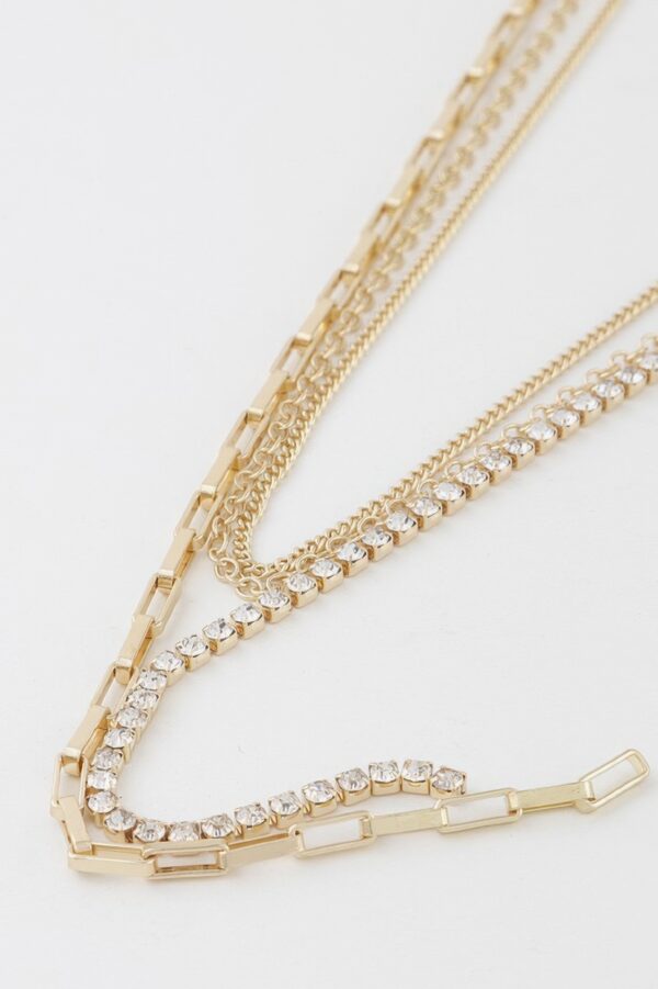 Multi Rhinestone Layered Chain Necklace – 18-Inch