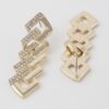 Curb Chain Drop Earrings with Jeweled Accents