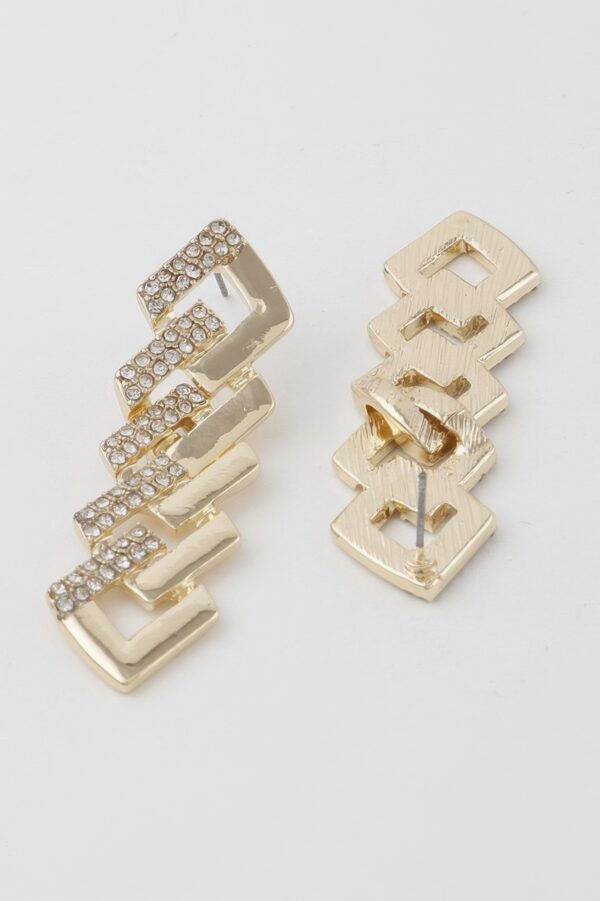 Curb Chain Drop Earrings with Jeweled Accents
