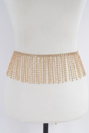 Rhinestone Curtain Belt – Draped Fringe