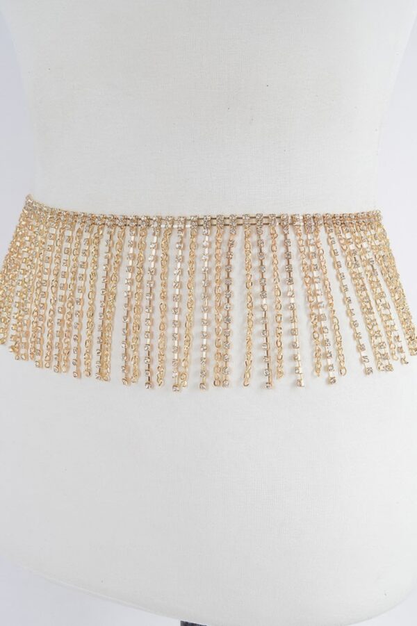 Rhinestone Curtain Belt – Draped Fringe