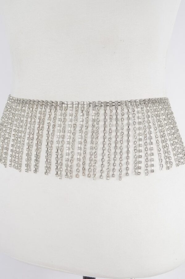 Rhinestone Curtain Belt – Draped Fringe