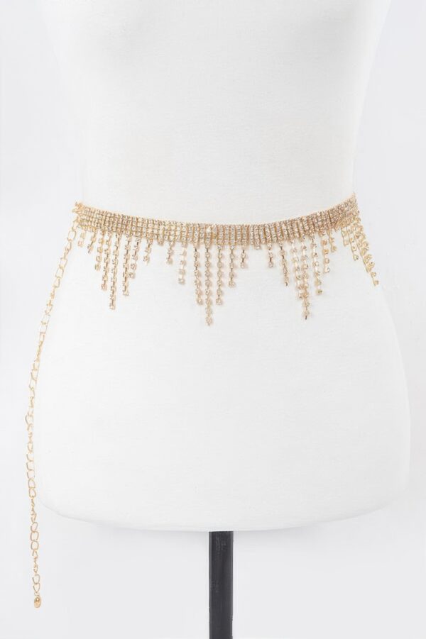 Falling Icicle Gemstone Belt – Rhinestone Cascade