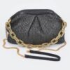 Faux Straw Frame Bag with Link Chain Strap