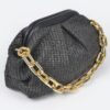 Faux Straw Frame Bag with Link Chain Strap