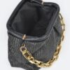 Faux Straw Frame Bag with Link Chain Strap