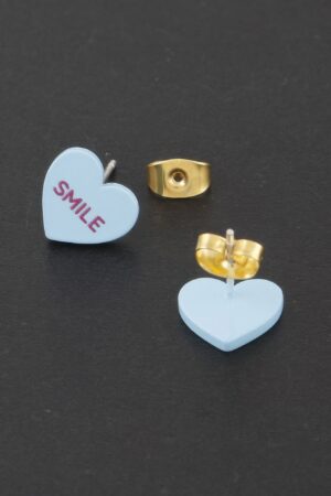 Smile Heart Stud Earrings – Polished Smiley Design