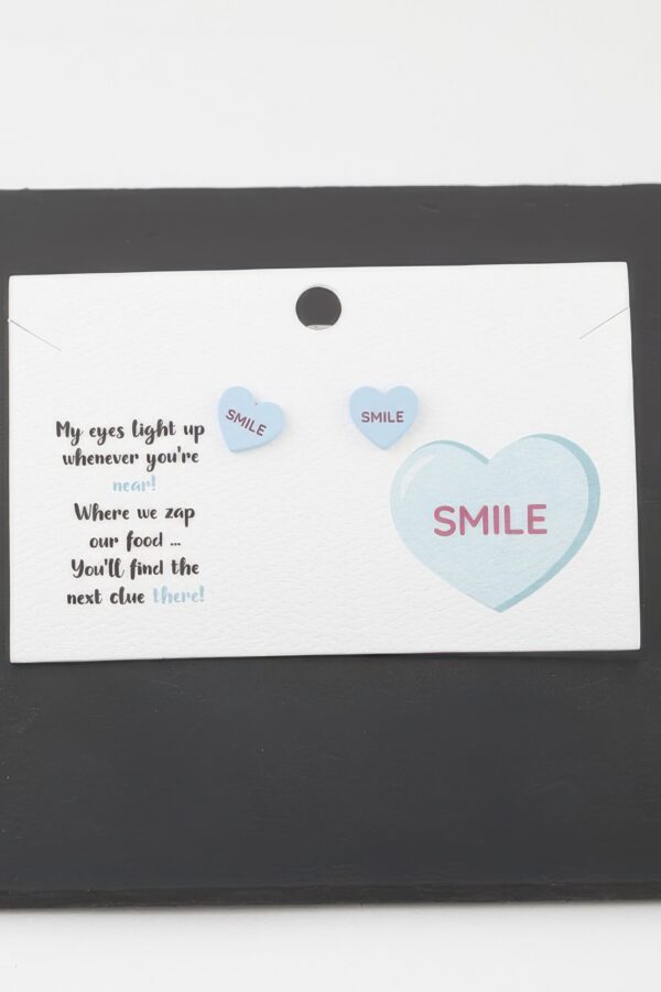 Smile Heart Stud Earrings – Polished Smiley Design