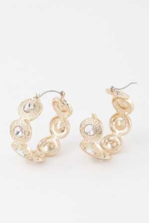 Greek Key Hoop Earrings – Polished Geometric Hoops