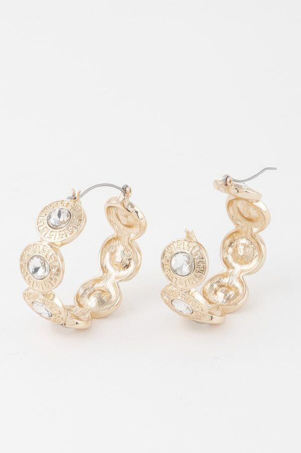 Greek Key Hoop Earrings – Polished Geometric Hoops