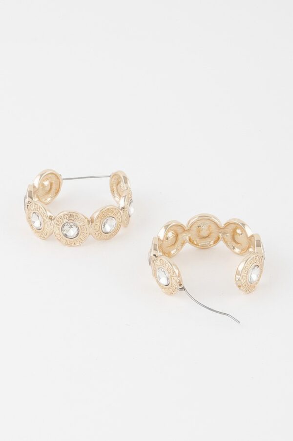 Greek Key Hoop Earrings – Polished Geometric Hoops
