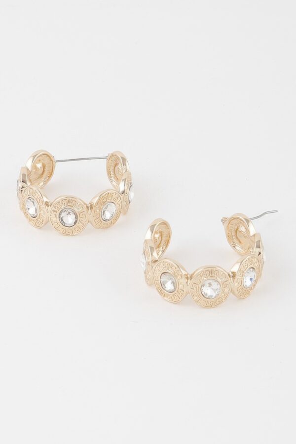 Greek Key Hoop Earrings – Polished Geometric Hoops