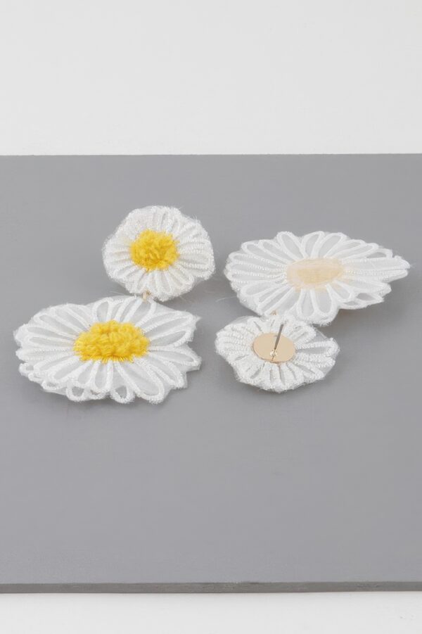 Fabric Daisy Flower Earrings – 2 x 3 in Statement