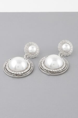 Pearl Drop Earrings with Double Frame